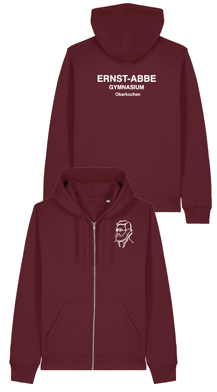 Unisex-Kapuzensweatjacke Design: Konterfei klein vorne Größe: M Farbe: Burgundy