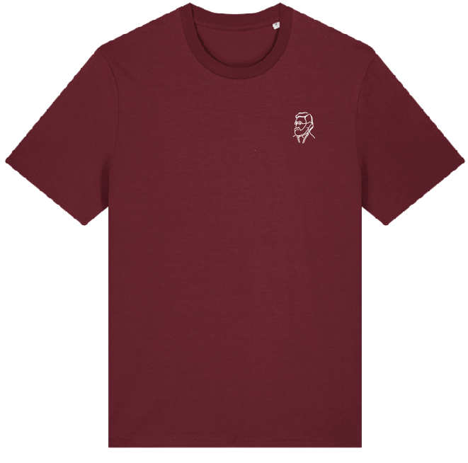 Unisex-T-Shirt - Burgundy - Konterfei klein vorne - M