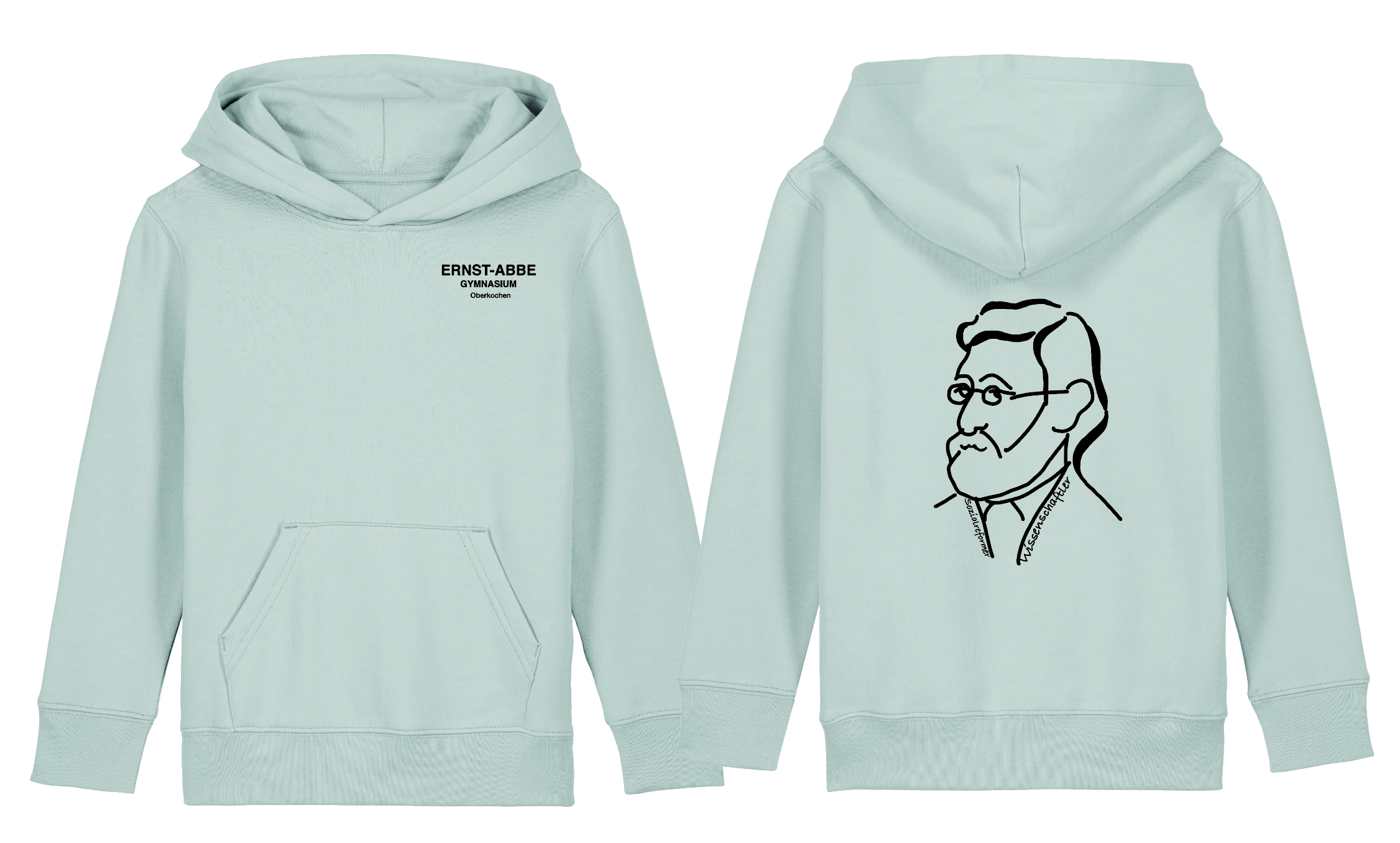 Kinder-Hoodie - Carribbean Blue - Konterfei groß hinten - 12-13 Jahre (152cm-162cm)